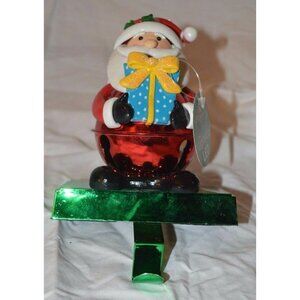 Kurt Adler 5.5 Inch Clay Dough Santa Holding Gift Stocking Holder NEW